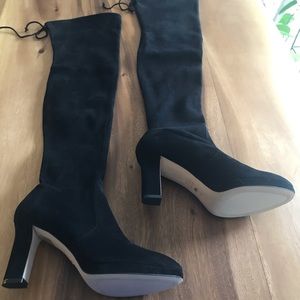 Stuart Weitzman Ledyland Boots 8.5 Black Suede